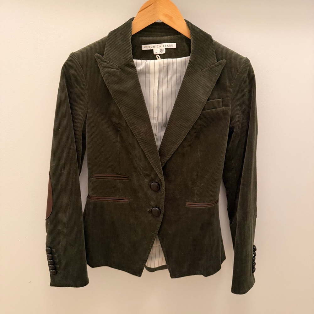 Veronica Beard Dark Green Corduroy Blazer